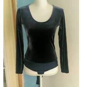 Jcrew scoop neck black velvet bodysuit size large